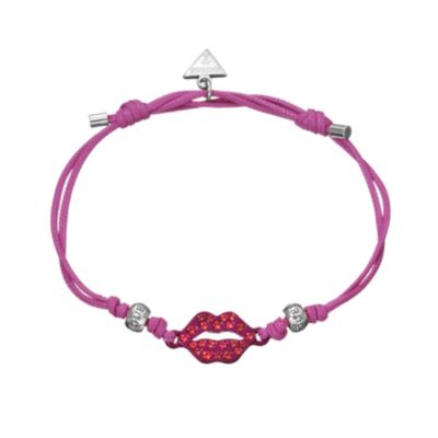 Guess Pink Cord Red Crystal Lips Bracelet - Product number 9383611
