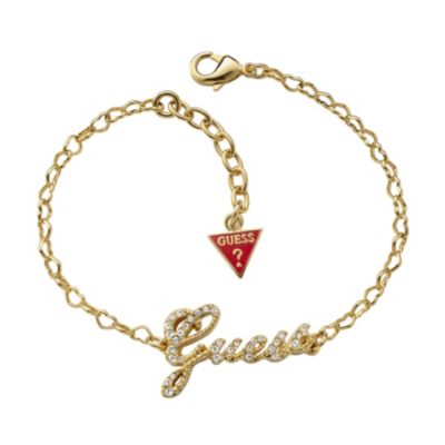 Guess Gold Plated Crystal Logo Bracelet - Product number 9383638