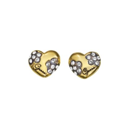 Guess Gold Plated Heart & Crystal Flower Studs - Product number 9383689