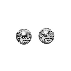 Guess Silver Logo Ball Stud Earrings