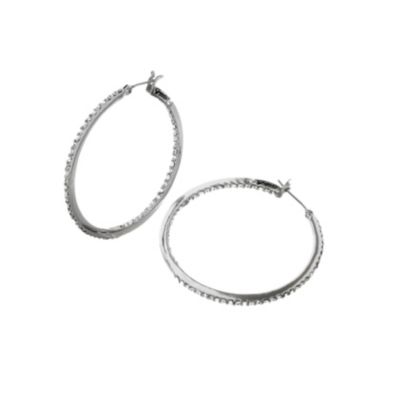 Sterling Silver Pave Set Crystal Hoop