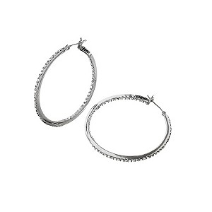 Guess Sterling Silver Pave Set Crystal Hoop