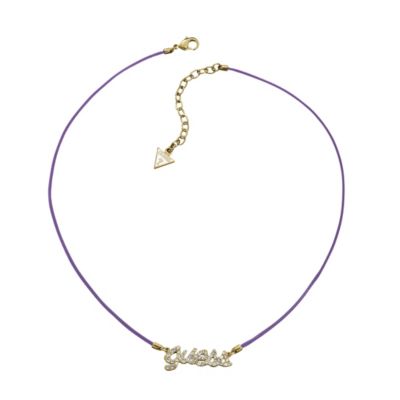 Guess Pave Set Crystal Logo Friendship Purple Cord Necklace - Product number 9384332