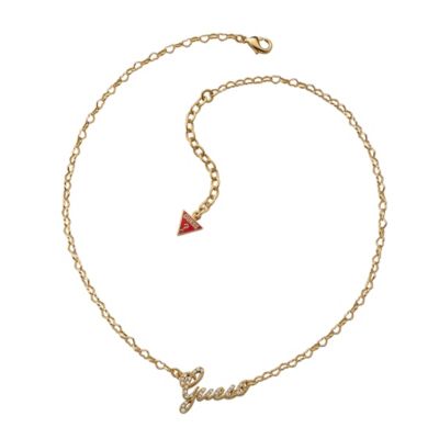 Guess Gold Plated Pave Set Crystal Guess Logo Necklace - Product number 9384359