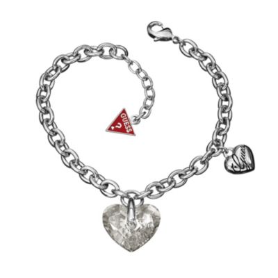 Guess Chain Link Crystal Heart Charm Bracelet - Product number 9384529