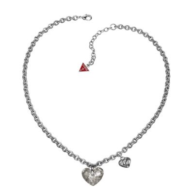 Guess Chain Link Crystal Heart Charm Necklace - Product number 9384553