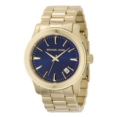 Michael Kors men's gold-plated navy dial bracelet watch - Product number 9384685