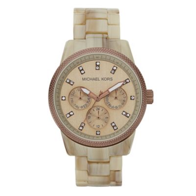 Michael Kors ladies' sand coloured dial stone set watch - Product number 9384804