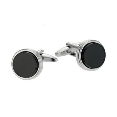 H Samuel Mens Onyx Round Cufflinks