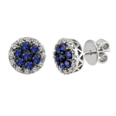 Le Vian 14ct gold diamond & ceylon sapphire cluster earrings - Product number 9392092