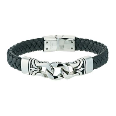 Fred Bennet Black Leather and Stainless Steel Bracelet - Product number 9395881