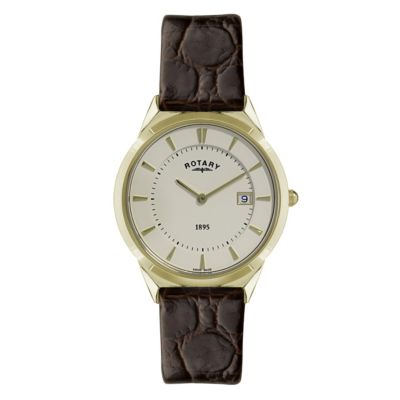 Rotary men's gold plated brown strap watch - Product number 9411704