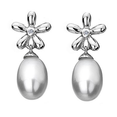 Hot Diamonds silver flower drop pearl & diamond earrings - Product number 9413189