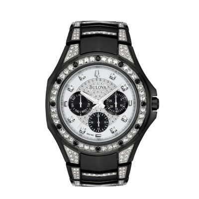 Bulova Men's Black Crystal Stud Chronograph Watch - Product number 9415645