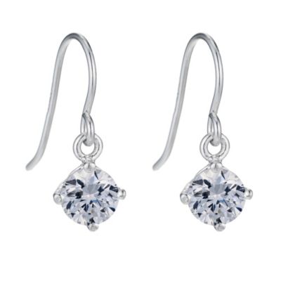 Silver 6mm cubic zirconia drop earrings - Product number 9427147