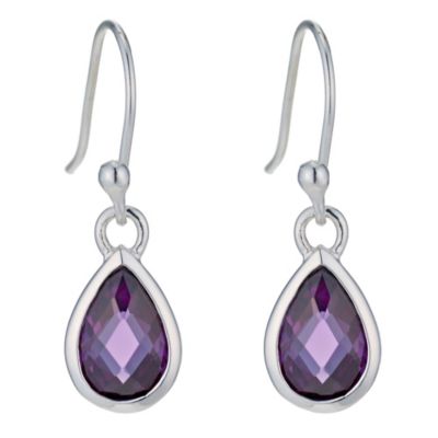 Silver & purple pear drop earrings - Product number 9427163