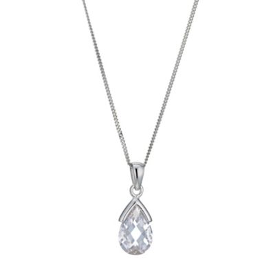 Silver cubic zirconia pear shape pendant - Product number 9427171