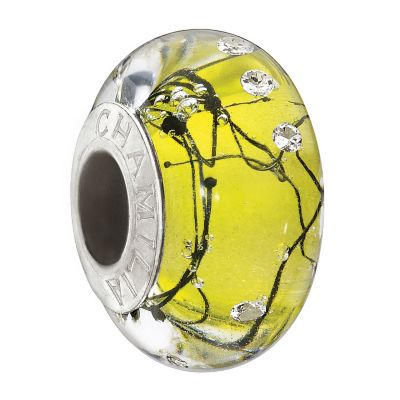 Chamilia Silver Yellow Glass & Cubic Zirconia Bead
