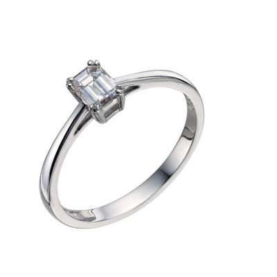 18ct white gold 1/3 carat emerald cut diamond solitaire ring - Product number 9440836