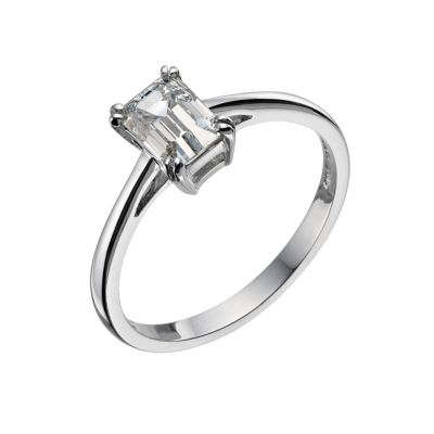 18ct white gold 1 carat emerald cut diamond solitaire ring - Product number 9441093