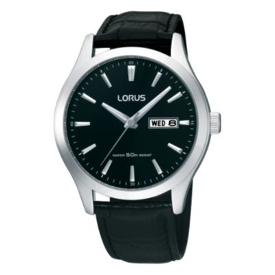 Lorus Men's Black Leather Strap Watch - Product number 9443843