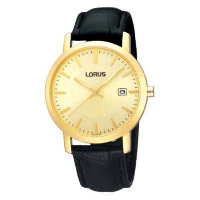 Lorus Men's Gold-Plated & Black Strap Watch - Product number 9443851