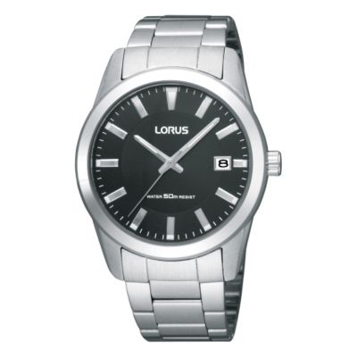 Lorus Men's Stainless Steel Black Dial Watch - Product number 9444084