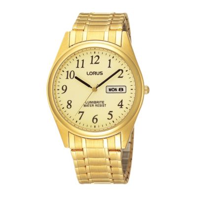 Lorus Lumibrite Men's Gold-Plated Expander Bracelet Watch - Product number 9444297