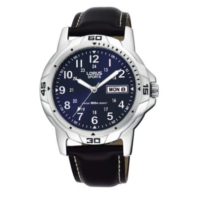 Lorus Sports men's black leather strap watch - Product number 9444335
