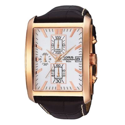 Lorus Men's Rectangular Chronograph Dial Leather Watch - Product number 9444556
