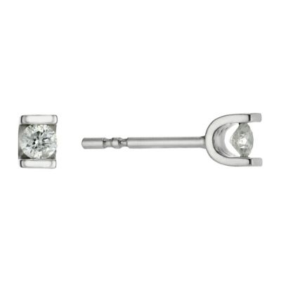 9ct white gold diamond solitaire bar earrings - Product number 9447172