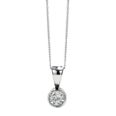 9ct white gold 0.15 point diamond solitaire pendant - Product number 9447296