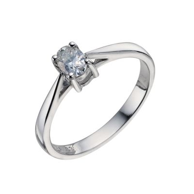 18ct white gold 1/3 carat oval diamond solitaire ring - Product number 9451447