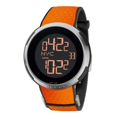 Gucci I-Gucci men's black dial orange rubber strap watch - Product number 9452230