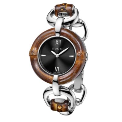 Gucci black dial bamboo & stainless steel bracelet watch - Product number 9452273