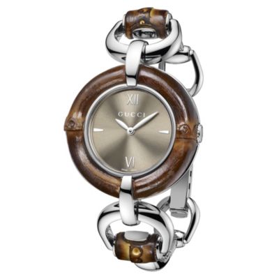 Gucci brown dial bamboo & stainless steel bracelet watch - Product number 9452567