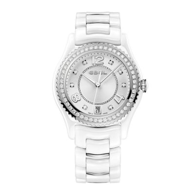 Ebel ladies' white ceramic & stainless steel diamond watch - Product number 9454012