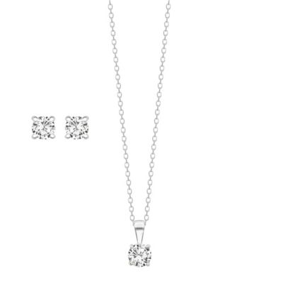 Silver Cubic Zirconia Earrings & Pendant Set - Product number 9454268
