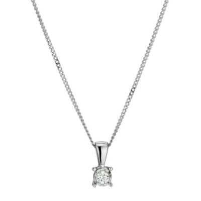 9ct white gold 0.05 point diamond solitaire pendant - Product number 9454349
