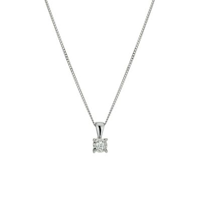 9ct white gold 0.08 point diamond solitaire pendant - Product number 9454365