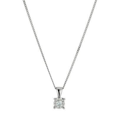 9ct white gold 0.10 point diamond solitaire pendant - Product number 9454381