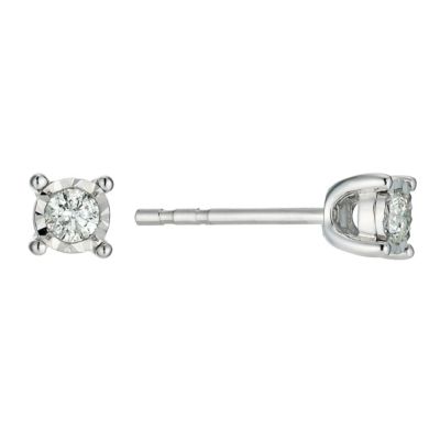 9ct white gold 0.15 point diamond stud earrings - Product number 9454403