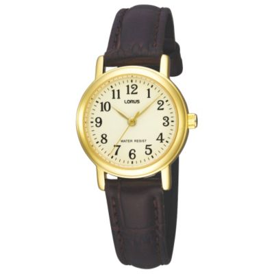 Lorus Ladies' Gold-Plated Case & Brown Strap Watch - Product number 9458859