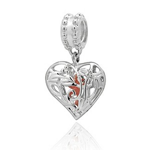 Clogau Silver & Rose Gold Heart Charm