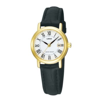 Lorus Ladies' Gold-Plated & Black Strap Watch - Product number 9462864
