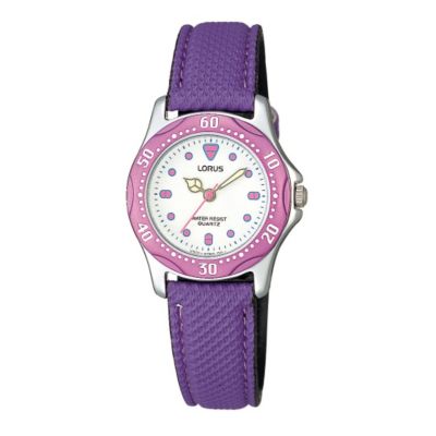 Lorus Girl's Pink & Purple Canvas Strap Watch - Product number 9476814