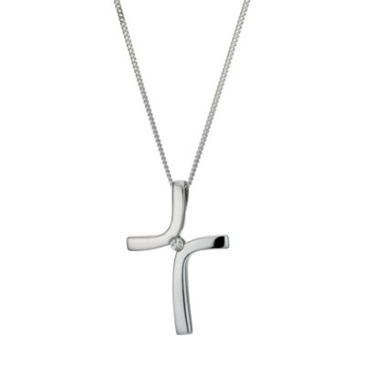 Sterling silver diamond cross pendant - Product number 9486267