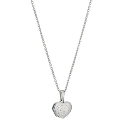 Sterling Silver Heart Shaped Bear Locket