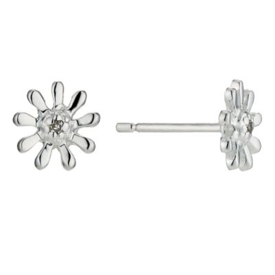Silver and Diamond Daisy Earrings - Product number 9497374