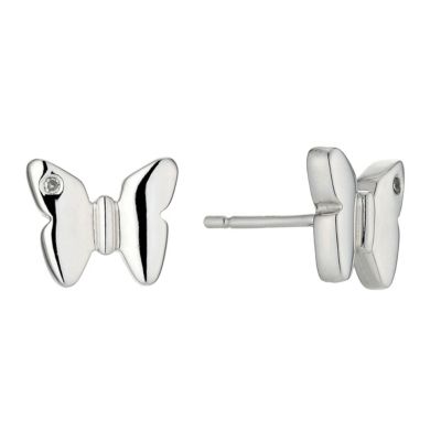 Silver and Diamond Butterfly Earrings - Product number 9497390